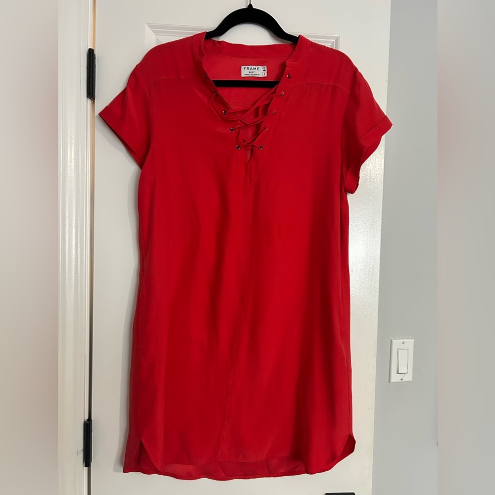 Frame Silk Scarlet Lace-Up Tunic
